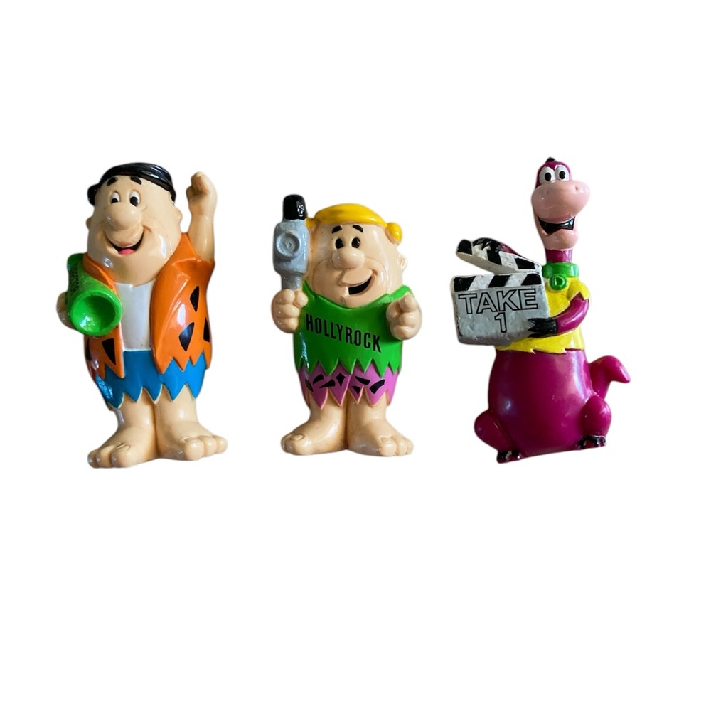 Hollywood Rock Plastic Playset Fred Flinstone Barney Dino Set of 3 Action Figure